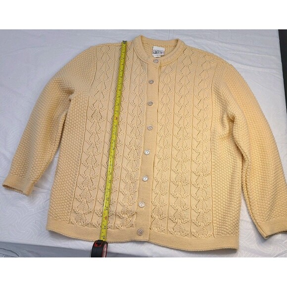 Women Cardigan Sweater Round Neck Solid Cable Casual Loose Soft Knitwear - Picture 1 of 5